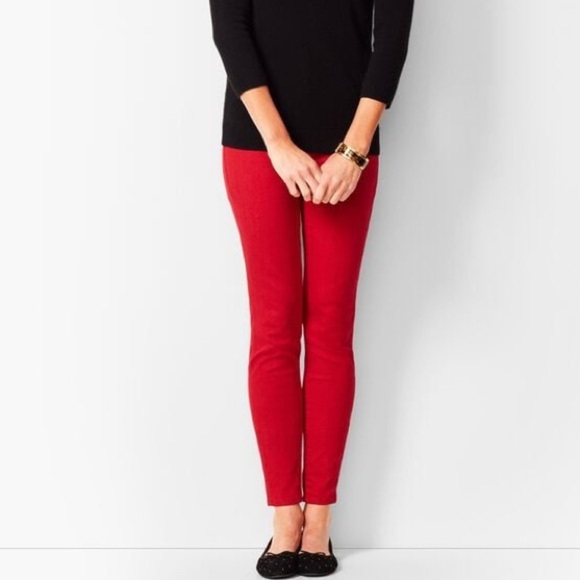 NWOT Talbots Size 2 High Rise Skinny Leg Ankle True Red Denim Jegging Jeans - Picture 10 of 10